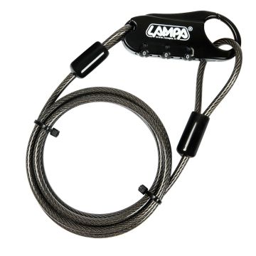 Lucchetto a cavo per casco (tipo di lucchetto a combinazione) 4 mm di spessore x 150 cm di lunghezza cavo in acciaio grigio lampa universale