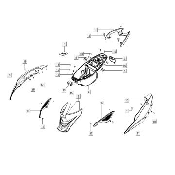 Cofani - Pannello posteriore Kymco Agility RS 4 tempi bianco 09