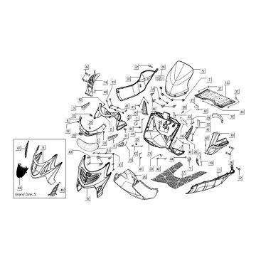 Carene anteriore e centro Kymco Grand Dink 50 2T AC argento