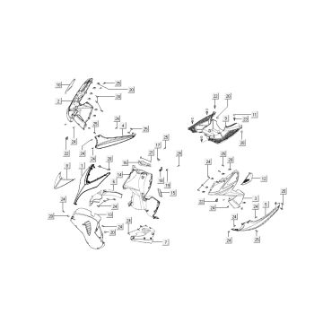Cappucci - Placcatura anteriore e centrale Kymco Super8 50 4 tempi 2009 → nero
