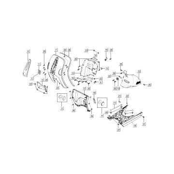 Cappucci - Placcatura anteriore e centrale Kymco New Sento 50i 4 tempi rosso