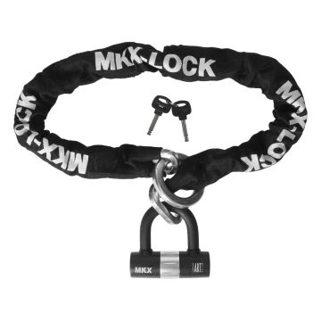 Lucchetto a catena con lucchetto a U 120 cm (tipo con anello) omologato ART 4 stelle MKX-92364b (bordo sottile adatto)