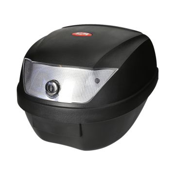 Bauletto 28 litri nero opaco con carrello universale WR KXM (riflettore bianco)