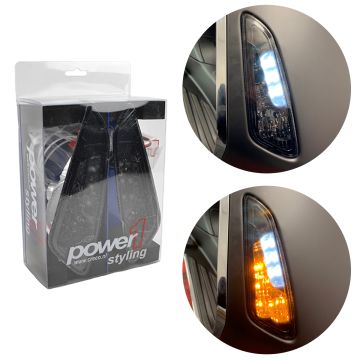 Set luci diurne Power 1 LED per Vespa Primavera/Sprint anteriore fumé (inclusi cablaggio e relè)