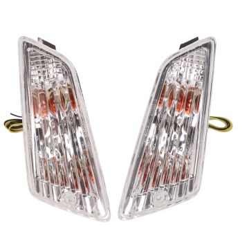 Set indicatori di direzione anteriori -Power 1 LED con ottica standard <-Luci diurne 2014 (marchio UE) - Vespa GT/GTL/GTV/GTS 125-300 - bianco - vetro trasparente