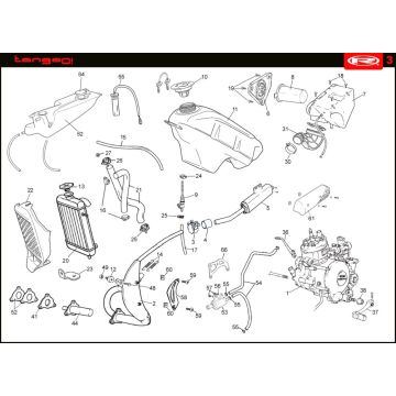 Radiatore - Raffreddamento - Serbatoio carburante - Scarico Rieju Tango 50 2T LC blu 2008