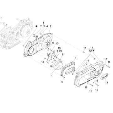 Coperchio carter Piaggio MP3 300 HPE/300 HPE Sport ABS Euro 5 2020-2022