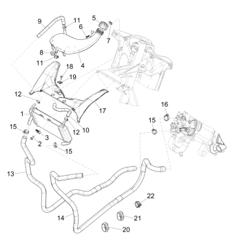 Radiatore - Tubi di raffreddamento - Serbatoio refrigerante Piaggio NRG Power 50 2 tempi LC Euro 4