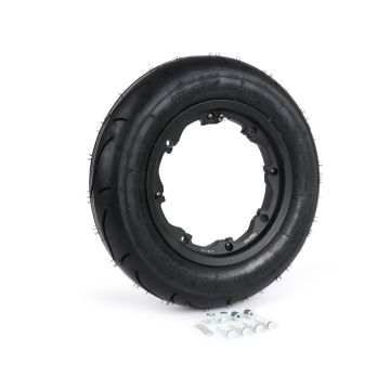 Ruota completa (pneumatico montato sul cerchio) BGM Sport, tubeless, Lambretta 3.50 10 pollici TL 59S (rinforzato) cerchio 2.10-10 nero