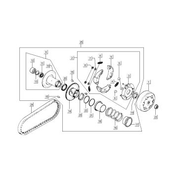 Frizione - Variatore - Cinghia trapezoidale Kymco Super9 50 2 tempi nuovo modello argento