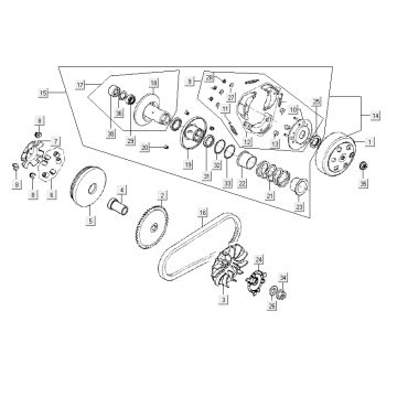 Frizione - Variatore - Cinghia trapezoidale Kymco Agility RS 4 tempi bianca 11