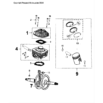 Albero motore - Pistone Peugeot Speedfight 4 50 2 tempi LC nero