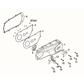 L. crank case cover Sym Fiddle IV 125i LC ABS E5 2020-2021