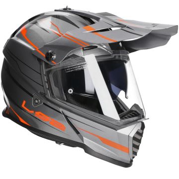 Casco adventure LS2 Pioneer EVO Knight MX436 titanio lucido / arancione