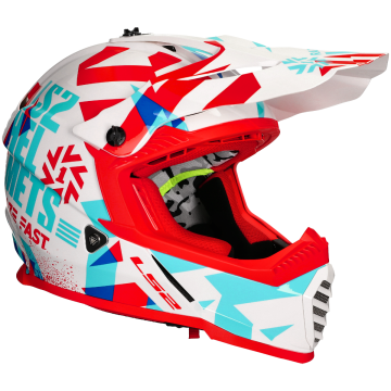  Casco cross LS2 Fast EVO Mini Funky MX437 rosso lucido / bianco