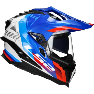 Casco adventure LS2 Explorer Hexa MX701 bianco / blu / rosso