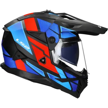 Casco adventure LS2 Pioneer II Block MX702 nero / rosso / blu