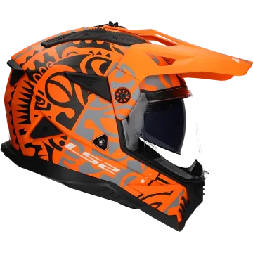 Casco adventure LS2 Pioneer II Rangi MX702 arancione opaco