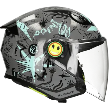 Casco bambino LS2 Funny II Scribble OF622 grigio / blu