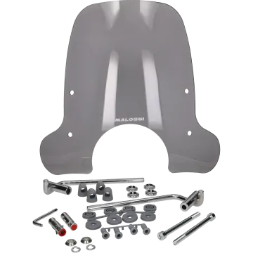 Parabrezza -Malossi- 500x330mm/Parabrezza sportivo/grigio fumo- Vespa GT/GTL/GTS/GTS Super 125-250-300cc - materiale di montaggio incluso 4515118