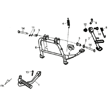Cavalletto centrale - Cavalletto laterale - Pedale Kickstart Sym Allo (WH871) champagne