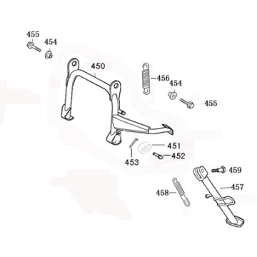 Cavalletto centrale - Cavalletto laterale BTC Riva 125 nero