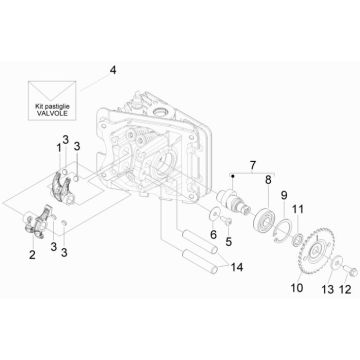 Albero a camme - Bilancieri Vespa S 50 4T 4V AC