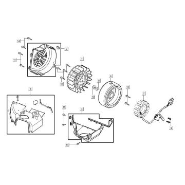 Accensione - Statore - Volano - Convogliatori di raffreddamento Kymco Agility 16"+ 125 4T AC metallizzato opaco blu chiaro