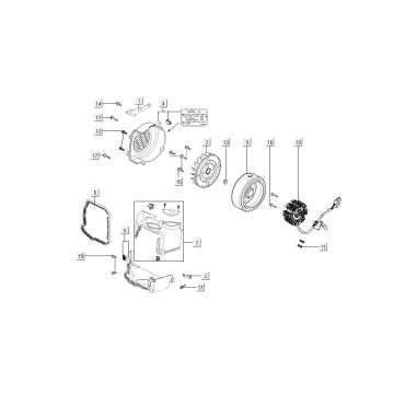Accensione - statore - volano - cappucci di raffreddamento Kymco Super8 50 4 tempi 2009→ nero