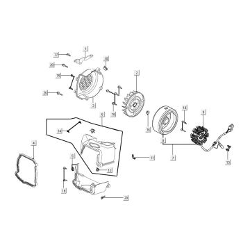 Accensione - statore - volano - cappucci di raffreddamento Kymco Agility 16'+ 50i 4 tempi Euro 4 blu opaco