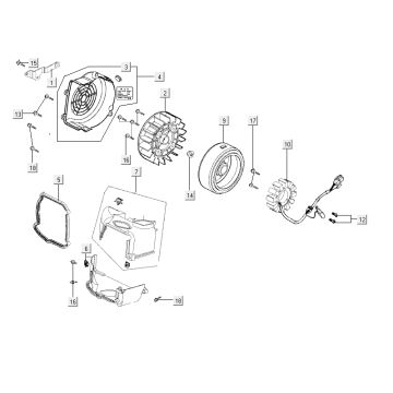 Accensione - Statore - Volano - Convogliatori di raffreddamento Kymco City 12" 50 4T AC nero