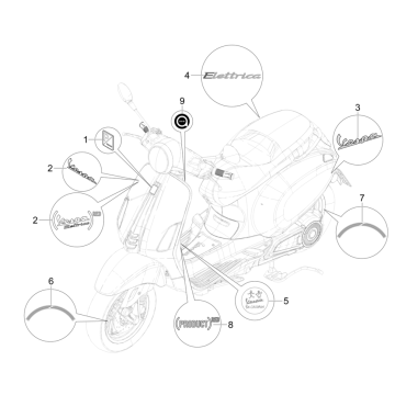 Stemmi - Adesivi - Logo Vespa Elettrica 45km/h Euro 5 2021