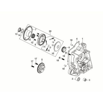 Carter destro - Frizione di avviamento - Pompa olio Sym Fiddle IV 50 Euro 5