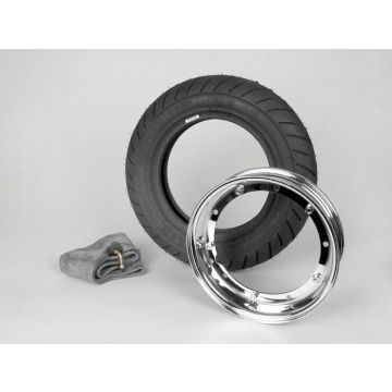 Cerchio completo con pneumatico Vespa Michelin S1 3.50 10 pollici TL/TT 51J cerchio 2.10-10 cromato