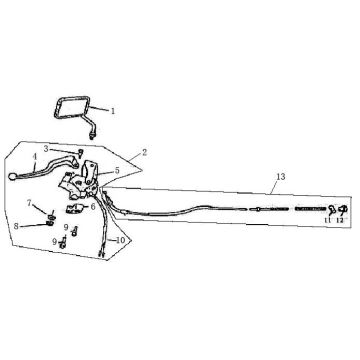 Maniglia del freno sinistro - Cavo del freno posteriore - Mirror Lintex Retro HT50QT-29 crema caffè