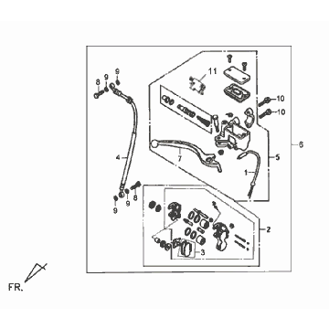 Pinza Freno Leva Freno Anteriore Tubo Freno Sym Allo GT (WH006 S882U) bianco argento