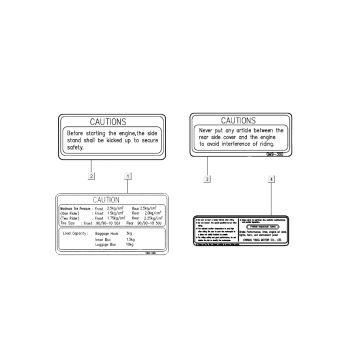 Adesivi di sicurezza e avvertenza Skymco New Sento 50i 4 tempi