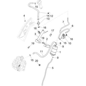 Sistema antipercolazione Vespa GTS 300 Super HPE 4V IE ABS Euro 5 2020-2022