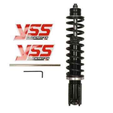 Ammortizzatore anteriore -YSS Pro-X/210 mm/con TÜV/ABE- Vespa ET2/ET4/LX/LXV/S/Piaggio Quartz/SKR/Sfera/Sfera RST/Zip SP/ZIP (2000->) - molla nera