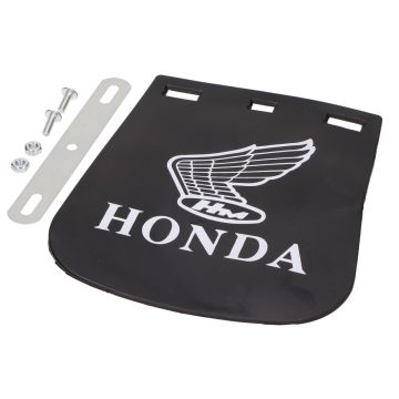 Paraspruzzi completo di materiale di montaggio Honda 14x17cm emblema classico Supertec bianco e nero