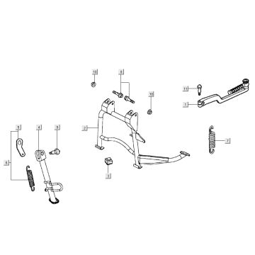 Cavalletto centrale - Cavalletto laterale - Leva kick starterKymco Super8 Street 50 4T AC rosso