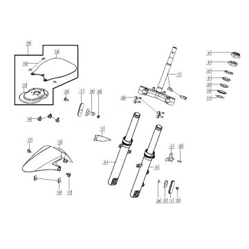 Stem steering front Kymco Super8 R E5 NARDO GRIJS
