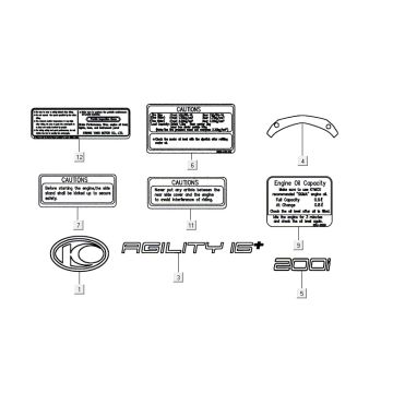 Emblemi - Adesivi - Logo Kymco Agility 16+ 200i in argento metallizzato opaco