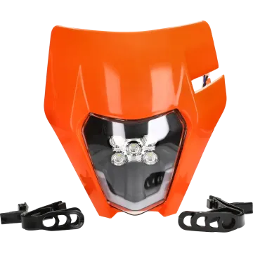 Faro anteriore STR8 Supermotard LED + luci diurne a tubo arancione universale