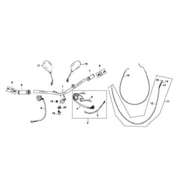 Manubrio - Specchietti - Cavi - Manopole Peugeot V-Clic 50 4T AC