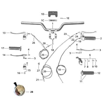 Volante - Leva del freno - Manopole - Cavi Zundapp GTS 50 517-40L0