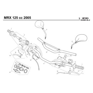 Volante - Parti dello sterzo - Specchietti Rieju MRX 125 rosso 2005 4 tempi