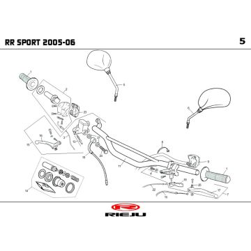 Volante - Parti dello sterzo - Specchietti Rieju RR rosso 2007 2 tempi