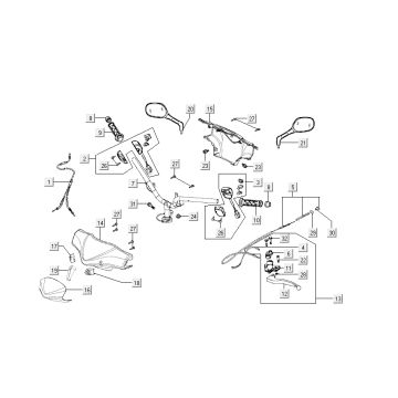 Volante - Componenti dello sterzo Kymco Super9 a 2 tempi nuovo modello argento
