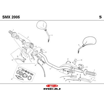 Volante - Componenti sterzo Rieju SMX blu 2004 2 tempi